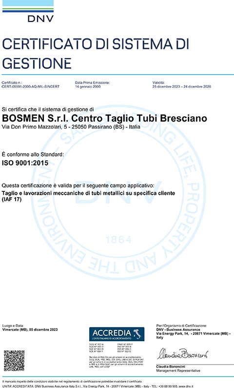 Bosmen -certificata iso 9001